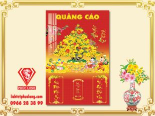 Lịch gỗ bóng kính Mai vàng